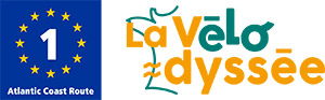 Logo de la vélo route "Vélodyssée" passant proche du camping 5 étoiles le Vieux Port dans les Landes