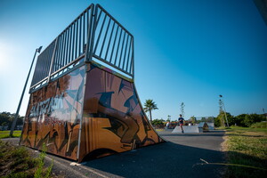 Skatepark et les modules pour skate et vélos du camping 5 étoiles Le Vieux Port dans les Landes