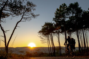 Coucher du soleil sur l'océan camping le Vieux Port 5 étoiles dans les Landes 