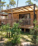 Vue ensemble Lodge Premium 6 personnes dans les Landes au camping Le Vieux Port