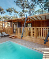 Extérieur du Chalet Premium 4 personnes au camping Le Vieux Port à Messanges dans les Landes 